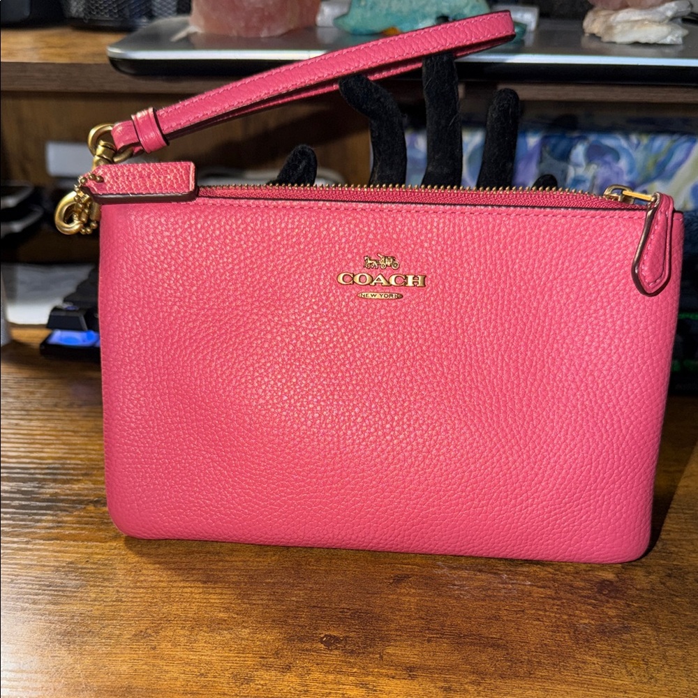 Coach Vibrant Pink Leather Wristlet